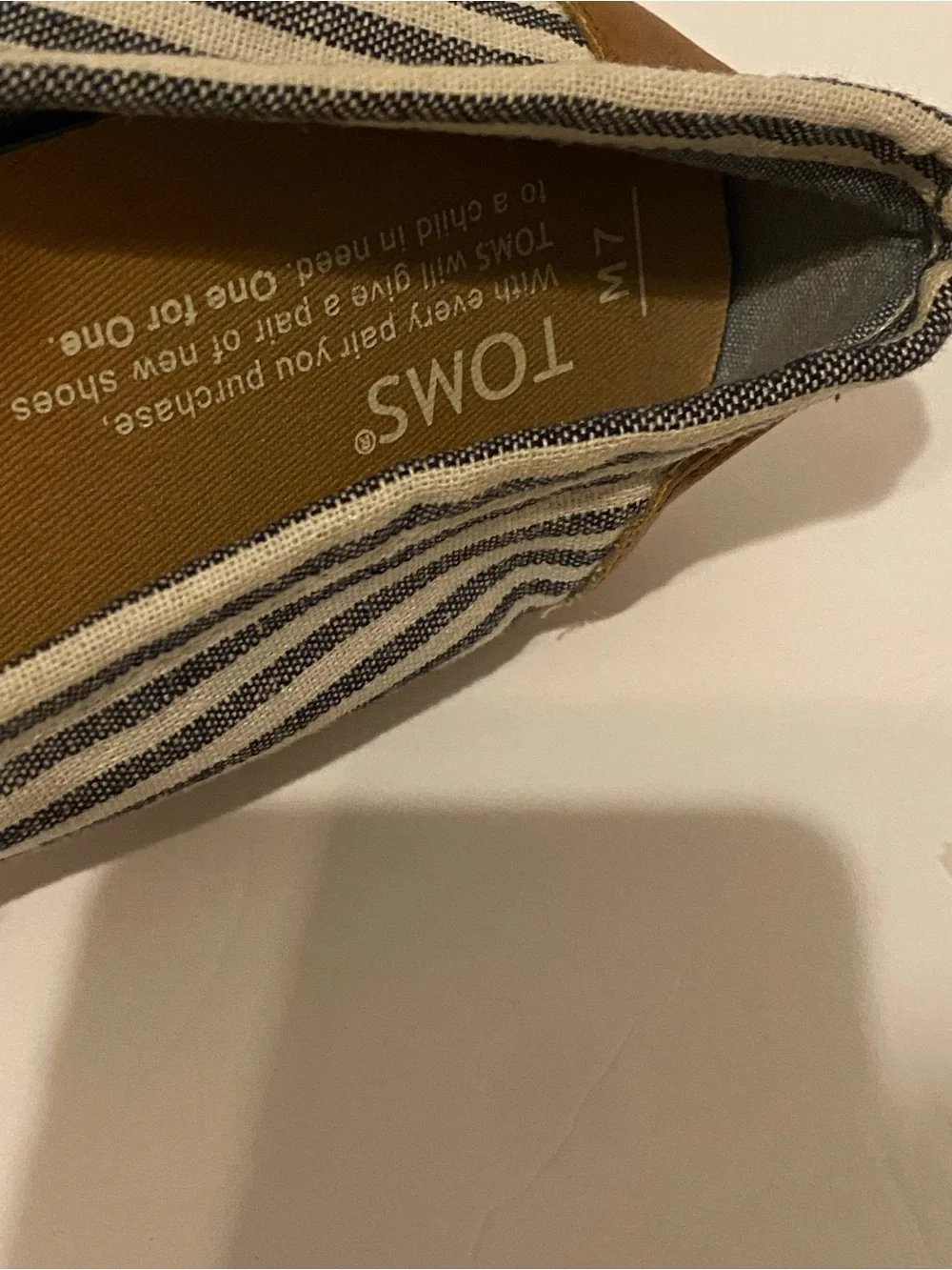 TOMS Blue and White Striped Canvas Slip-On Espadrilles